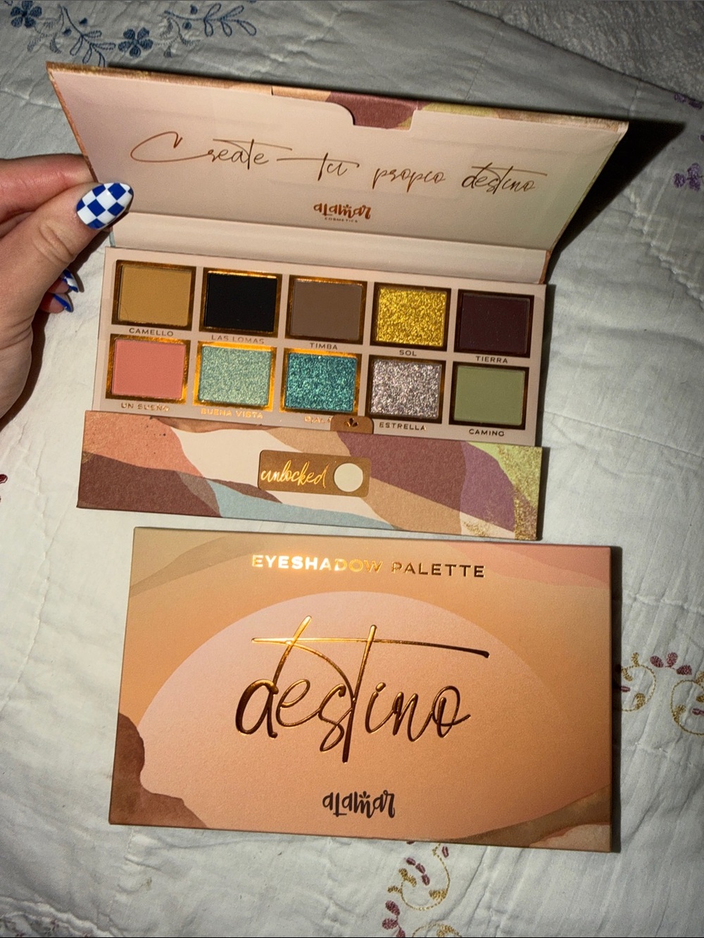 Alamar Destino Eyeshadow Palette - Green, Gold, Tan & Brown Tones